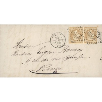 21 Oblitéré GC 2799 du 24/01/1866 - Depart Pavilly - Paire - Cote 45 Euros