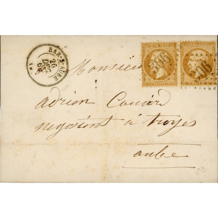 21 Oblitéré GC 306 - Depart Bar sur Aube - Paire - Cote 43 Euros