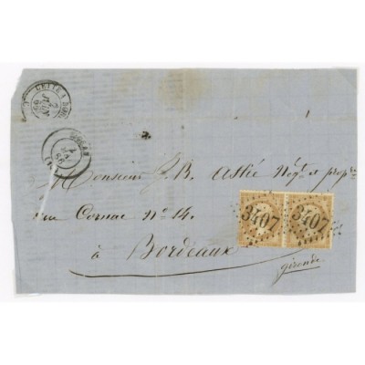 21 Oblitéré GC 3407 du 02/06/1866 - Depart Sigean (10) - Paire - Cote 43 Euros