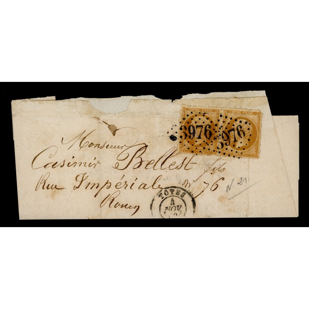 21 Oblitéré GC 3976 - Depart Totes - Paire - Cote 45 Euros