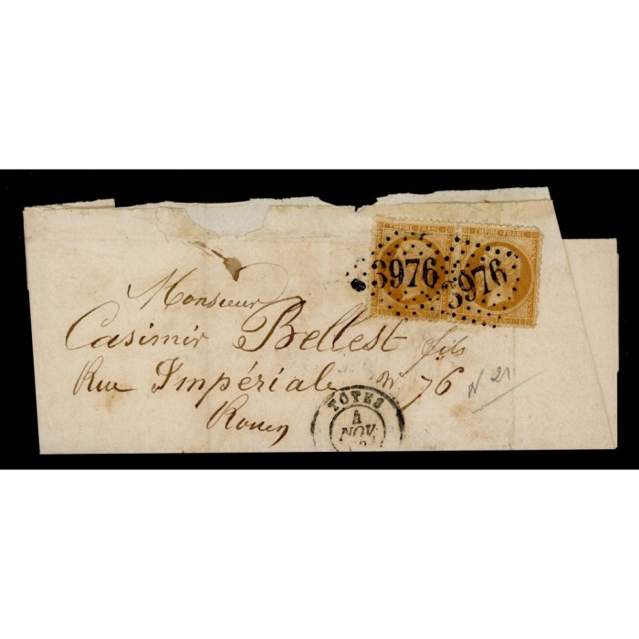 21 Oblitéré GC 3976 - Depart Totes - Paire - Cote 45 Euros