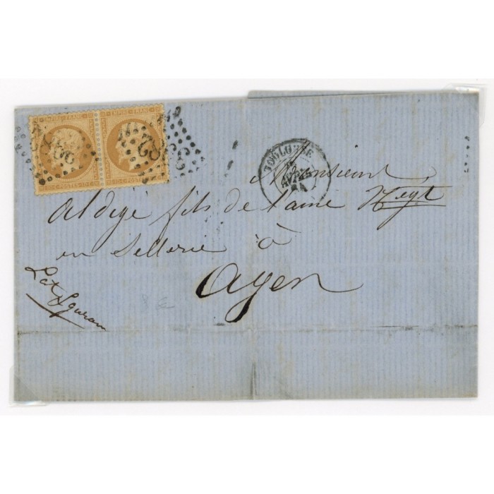 21 Oblitéré GC 3982 du 1864 - Depart Toulouse (30) - Paire - Cote 43 Euros