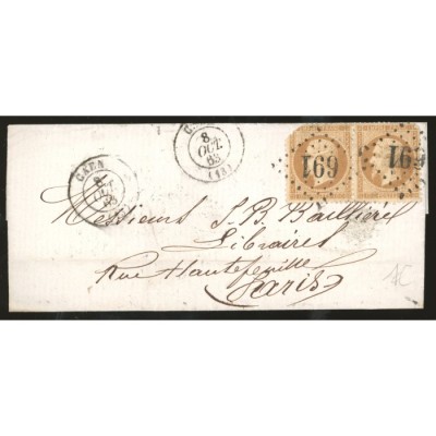 21 Oblitéré GC 691 du 08/10/1863 - Depart Caen (13) - Paire - Cote 43 Euros