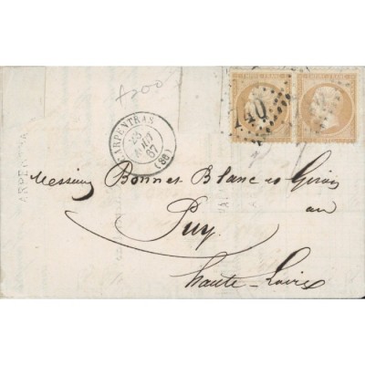 21 Oblitéré GC 740 du 23/08/1867 - Depart Carpentras (86) - Paire - Cote 43 Euros
