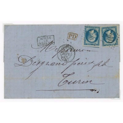 22 Oblitéré GC 260 du Septembre 1868 - Depart Avignon (86) -   - 2 Timbres - Cote 70 Euros