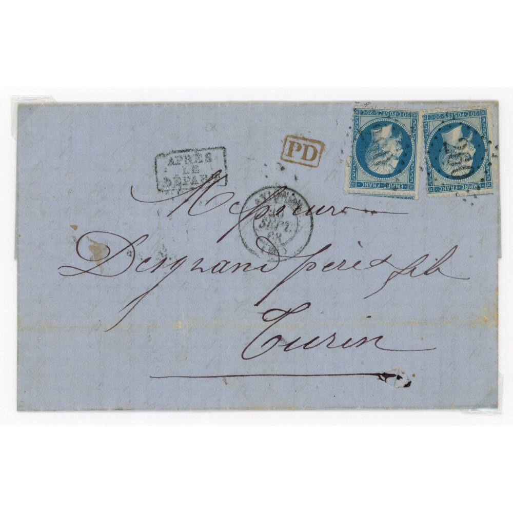 22 Oblitéré GC 260 du Septembre 1868 - Depart Avignon (86) -   - 2 Timbres - Cote 70 Euros