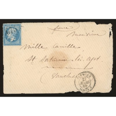 22 Oblitéré GC 5075 du 27/03/1865 - Depart Tlemcen (Algerie) - Cote 60 Euros