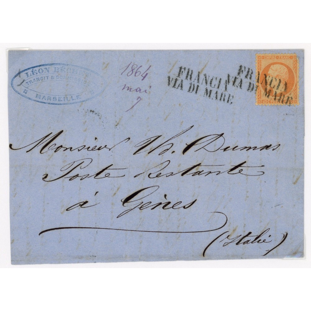 23 Oblitéré Franci Via Di Mare du 1864 - Depart  - Cote 180 Euros