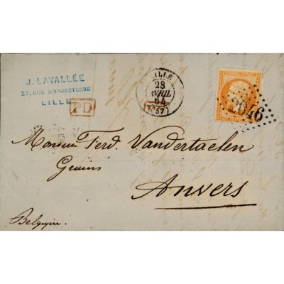23 Oblitéré GC 2046 du 28/04/1864 - Depart Lille (57) -   - Cote 93 Euros
