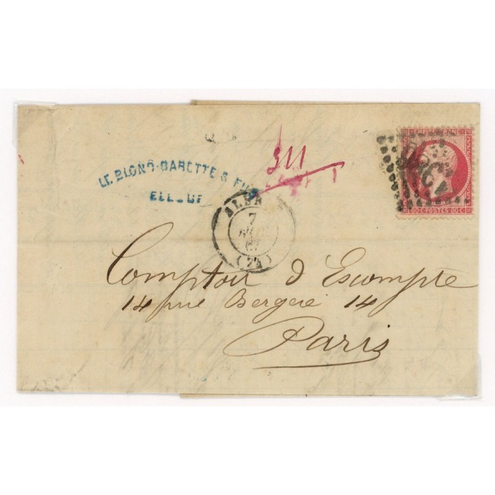 24 Oblitéré GC 1386 du 1867 - Depart Elbeuf (74) - Cote 103 Euros