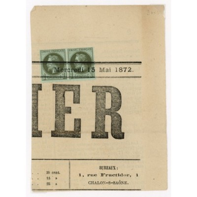 25 Oblitéré Obli des Journaux du 1872 - Depart  - Paire - Cote 220 Euros