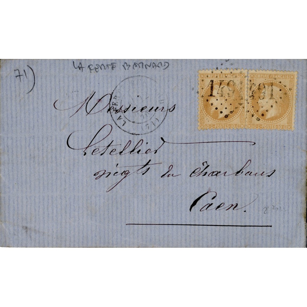 28 Oblitéré GC 2491 - Depart La Ferté Bernard (71) - 2 Timbres - Cote 138 Euros