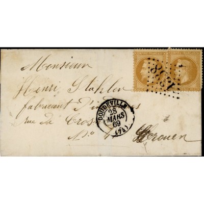 28A Oblitéré GC 1338 du 28/03/1869 - Depart Doudeville (74) - Paire - Cote 80 Euros