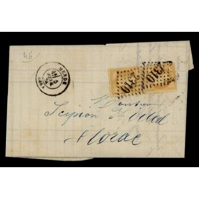 28A Oblitéré GC 2310 du 05/02/1870 - Depart Mende - Paire verticale - Cote 73 Euros