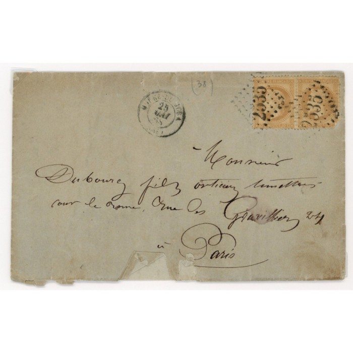 28A Oblitéré GC 2535 du 25/05/1868 - Depart Morez du Jura (38) - Paire - Cote 73 Euros
