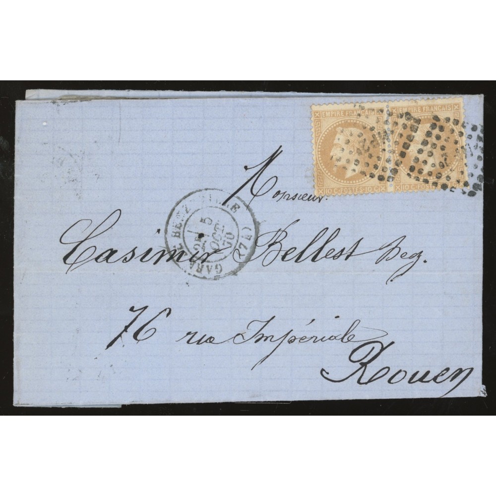 28A Oblitéré MP2¡ du 05/10/1870 - Depart  - Paire - Cote 70 Euros