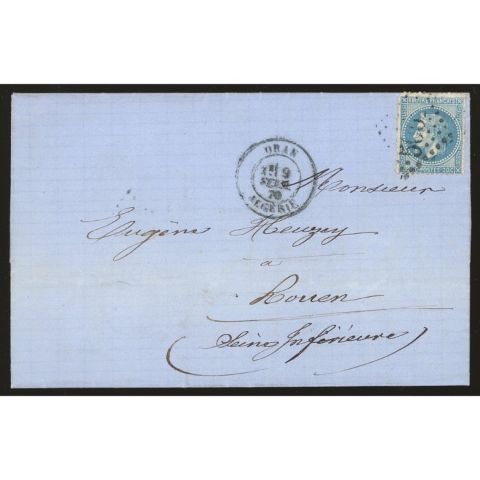 29 Oblitéré GC 5058 du 09/09/1870 - Depart Oran (Algérie) - Cote 50 Euros