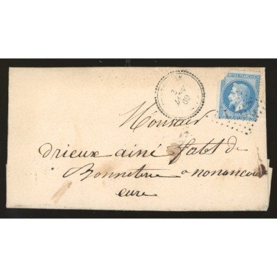 29B Oblitéré GC 2971 du 03/01/1860 - Depart Pontgouin (27) - Cachet Perlé - Cote 50 Euros