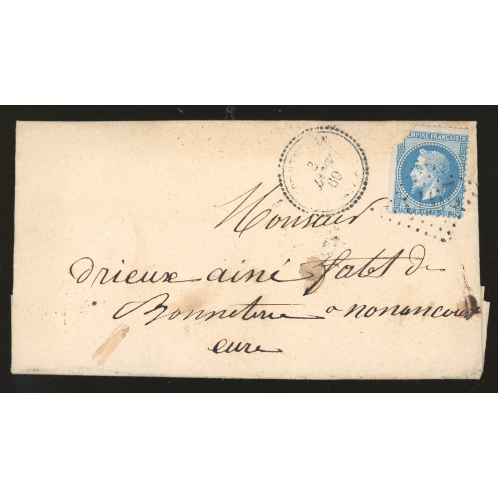 29B Oblitéré GC 2971 du 03/01/1860 - Depart Pontgouin (27) - Cachet Perlé - Cote 50 Euros