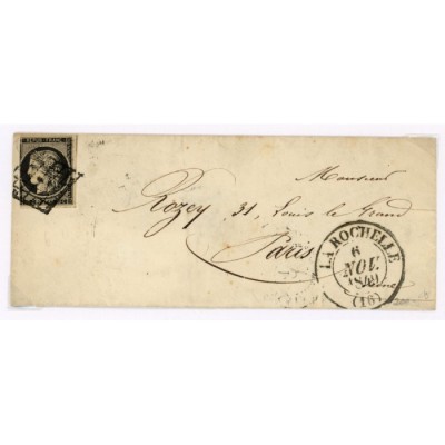 3 Oblitéré Grille du 06/11/1849 - Depart La rochelle (16) - Cote 120 Euros