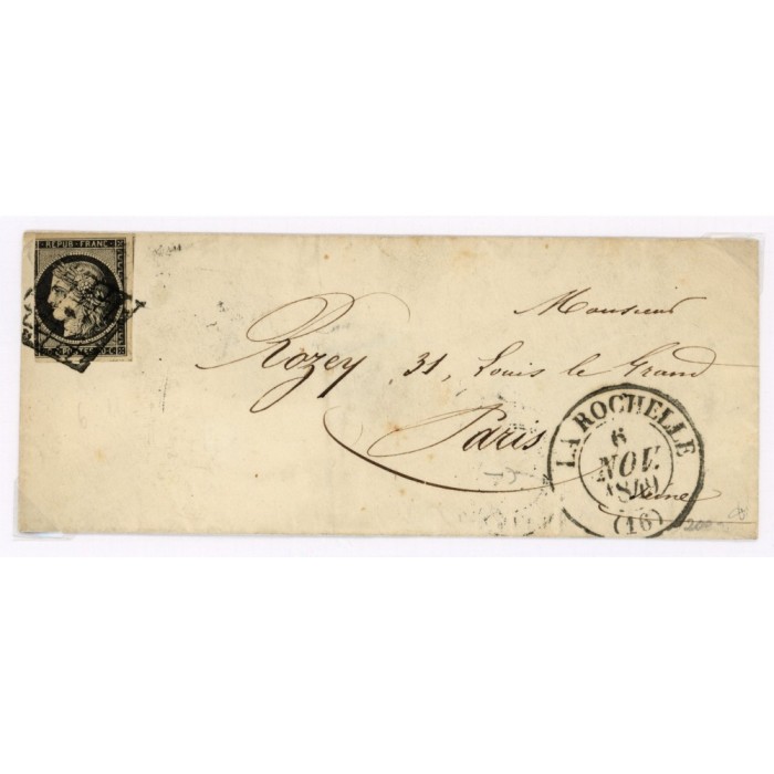 3 Oblitéré Grille du 06/11/1849 - Depart La rochelle (16) - Cote 120 Euros