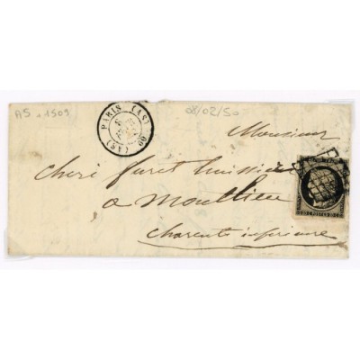 3 Oblitéré Grille du 08/02/1850 - Depart Paris (60) - Cote 120 Euros