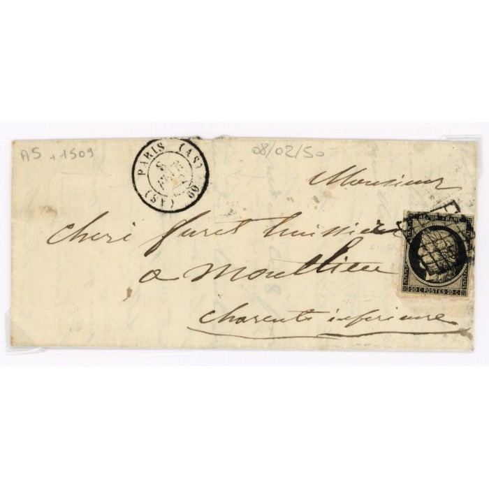 3 Oblitéré Grille du 08/02/1850 - Depart Paris (60) - Cote 120 Euros