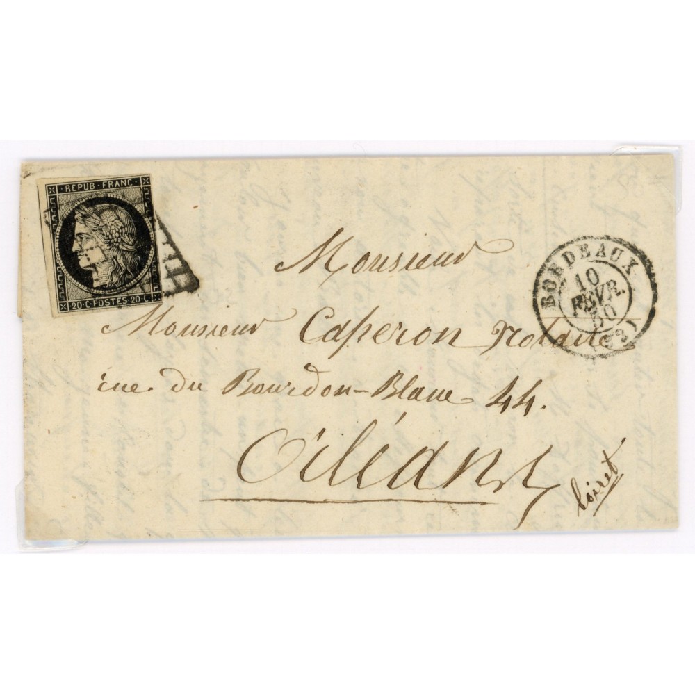 3 Oblitéré Grille du 10/02/1850 - Depart Bordeaux (32) - Cote 120 Euros