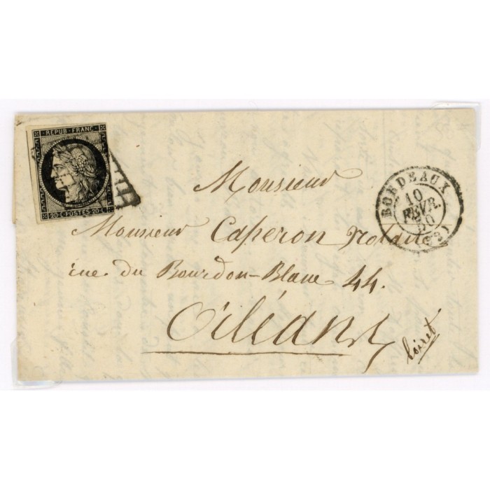 3 Oblitéré Grille du 10/02/1850 - Depart Bordeaux (32) - Cote 120 Euros