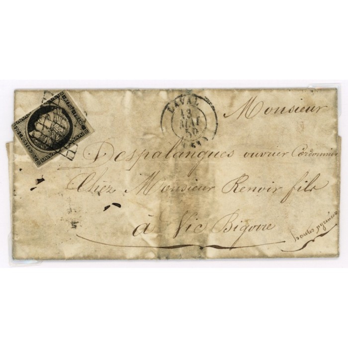 3 Oblitéré Grille du 13/05/1850 - Depart Laval (51) - Cote 120 Euros