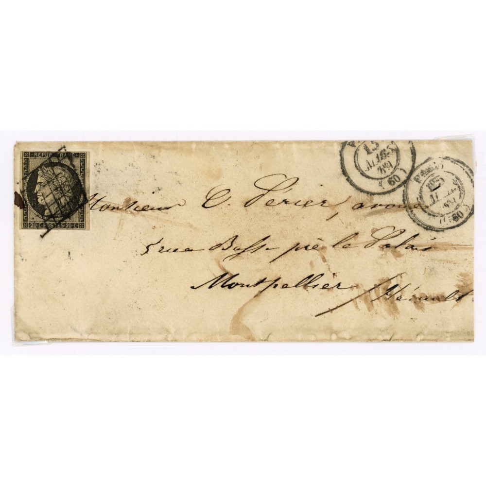 3 Oblitéré Grille du 15/03/1849 - Depart Paris (60) - Cote 120 Euros