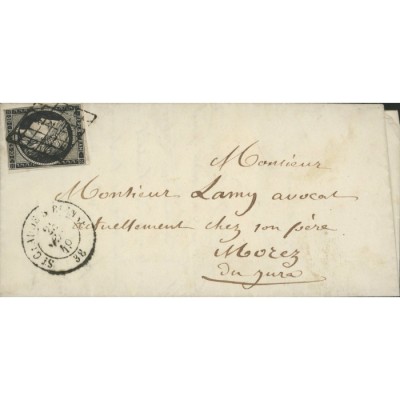 3 Oblitéré Grille du 23/02/1849 - Depart  - Cote 120 Euros