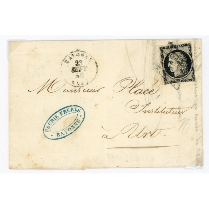 3 Oblitéré Grille du 23/09/1849 - Depart Bayonne (64) - Cote 120 Euros