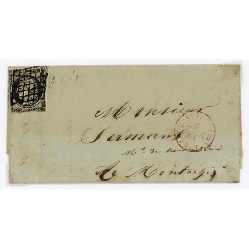 3 Oblitéré Grille du 29/03/1850 - Depart Bureau Central (60) - Cote 120 Euros