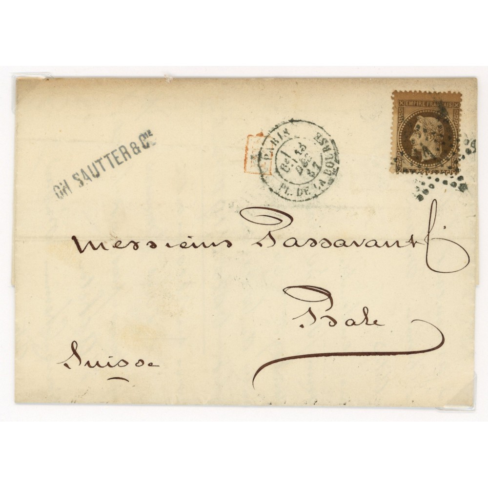 30 Oblitéré Etoile 1 du 13/12/1867 - Depart Paris (60) -   - Cote 105 Euros