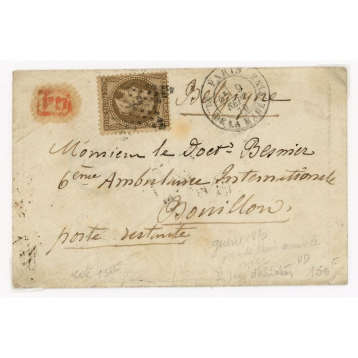 30 Oblitéré Etoile du 09/09/1870 - Depart Paris (60) -   - Cote 105 Euros