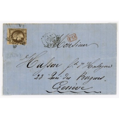 30 Oblitéré Etoile du 1868 - Depart Paris (60) -   - Cote 105 Euros