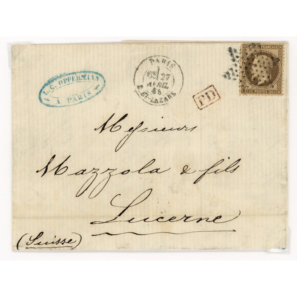 30 Oblitéré Etoile du 27/04/1868 - Depart Paris (60) -   - Cote 105 Euros