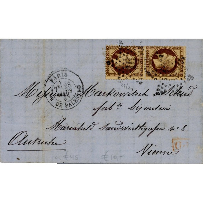 30 Oblitéré Etoile Pleine - Depart Paris (60) - Paire et PD Rouge dans un rectangle - Cote 70 Euros