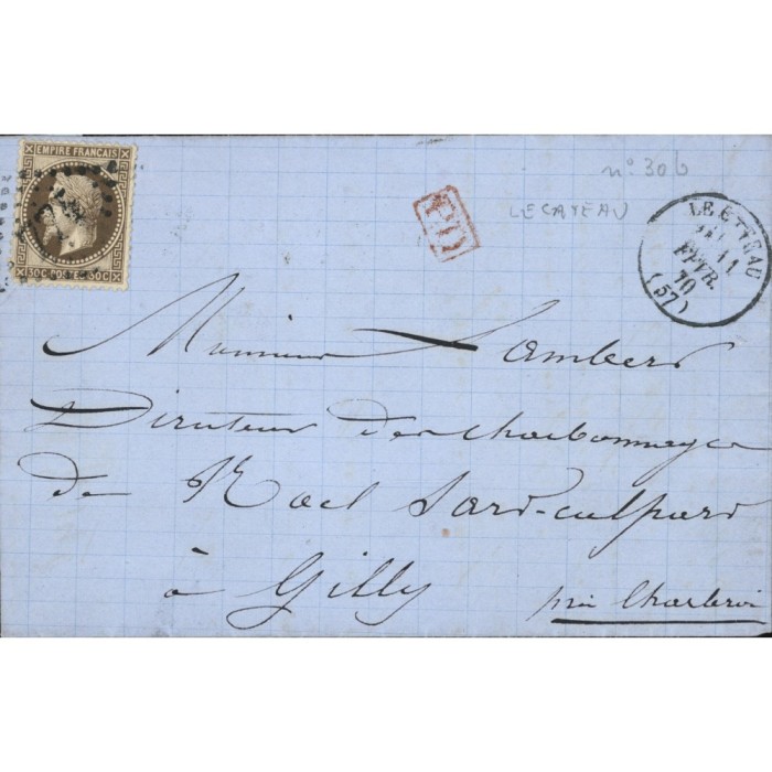 30 Oblitéré GC 774 du 11/02/1870 - Depart Le Cateau -   - Cote 83 Euros