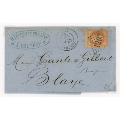 31 Oblitéré GC 1203 du 1870 - Depart Coutras (32) - Cote 45 Euros