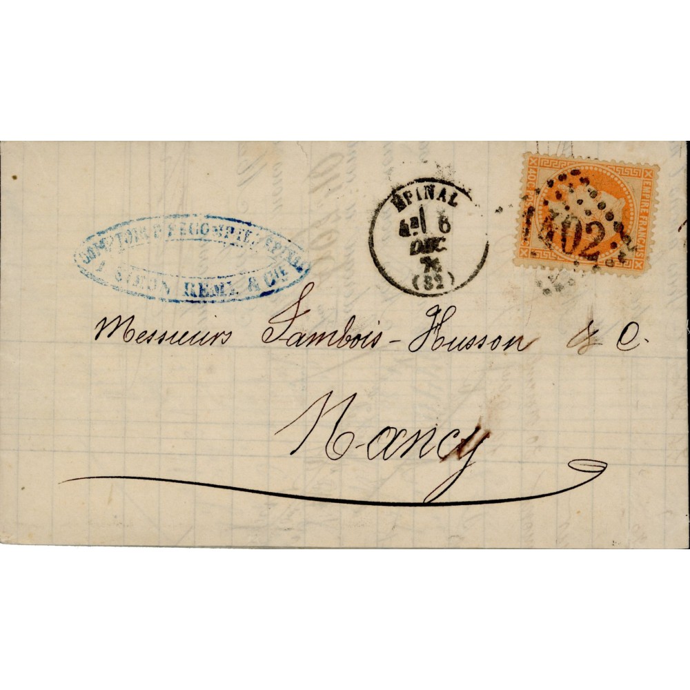 31 Oblitéré GC 1402 - Depart Epinal (82) - Cote 43 Euros