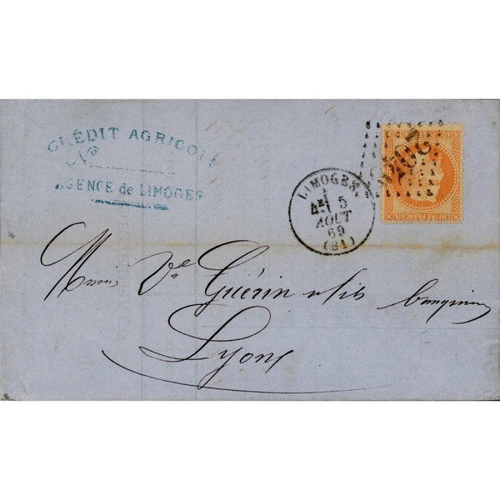 31 Oblitéré GC 2049 du 05/08/1869 - Depart Limoges (81) - Cote 43 Euros