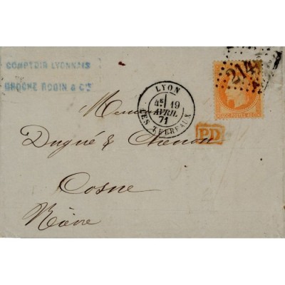 31 Oblitéré GC 2145 A du 19/04/1871 - Depart Lyon (Les Terreaux) -   - Cote 78 Euros