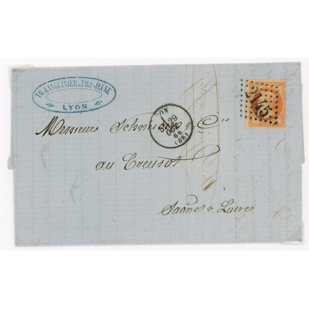 31 Oblitéré GC 2145 du 29/10/1868 - Depart Lyon (68) - Cote 43 Euros