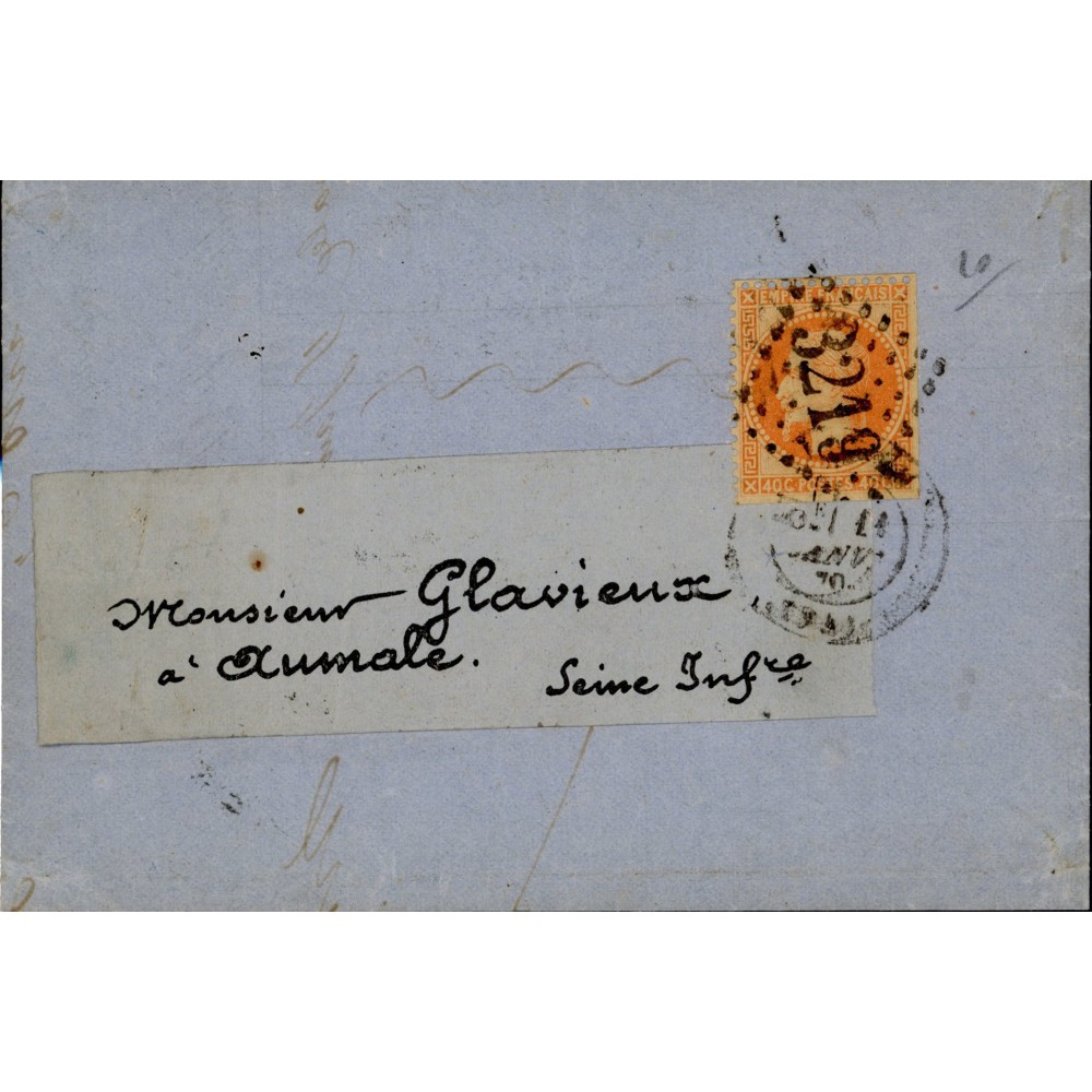 31 Oblitéré GC 3219 du 11/01/1870 - Depart Rouen (74) - Cote 43 Euros