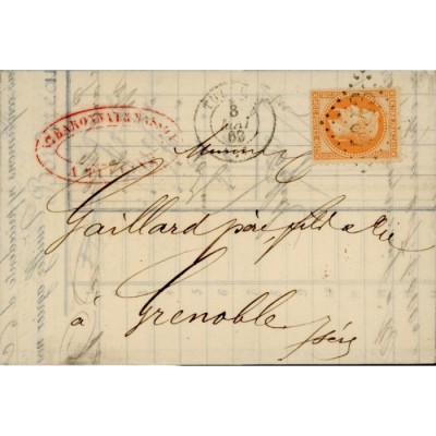 31 Oblitéré GC 4043 du 08/05/1869 - Depart Tullins - Cote 45 Euros
