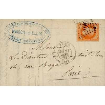 31 Oblitéré GC 506 du 21/04/1871 - Depart Blois (40) - Cote 43 Euros