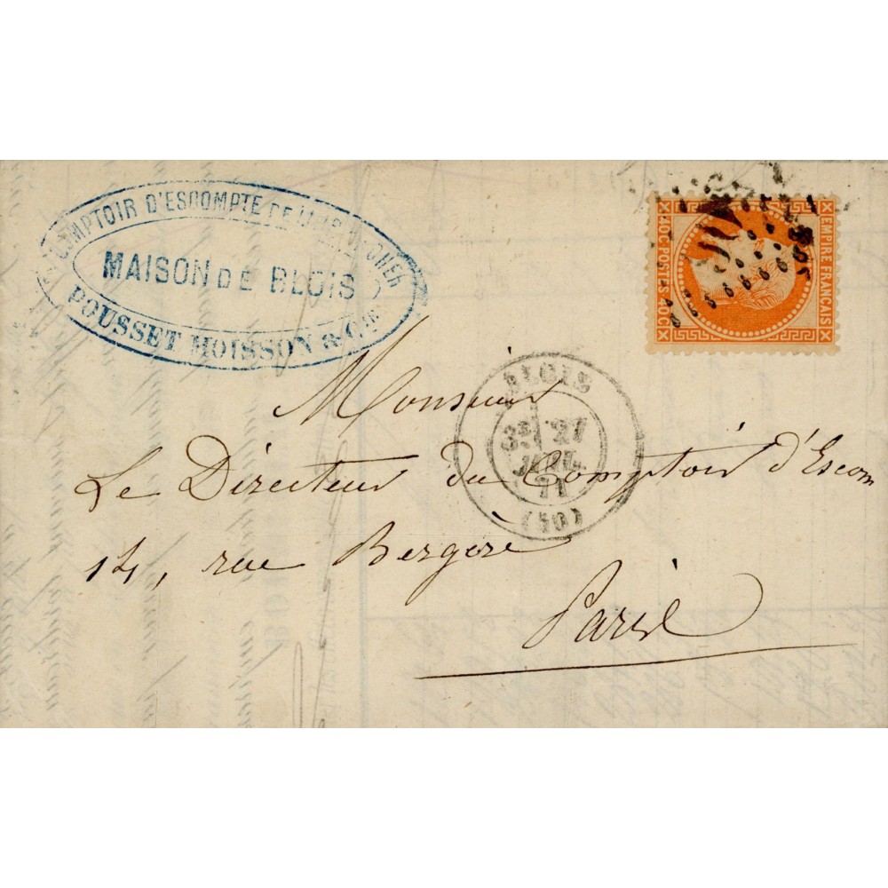 31 Oblitéré GC 506 du 21/04/1871 - Depart Blois (40) - Cote 43 Euros