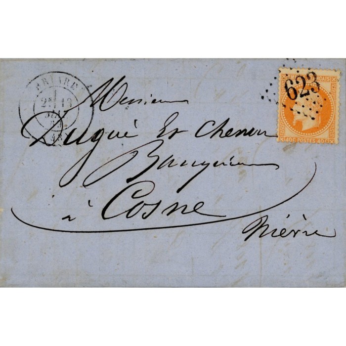 31 Oblitéré GC 623 du 13/05/1869 - Depart Briare - Cote 45 Euros